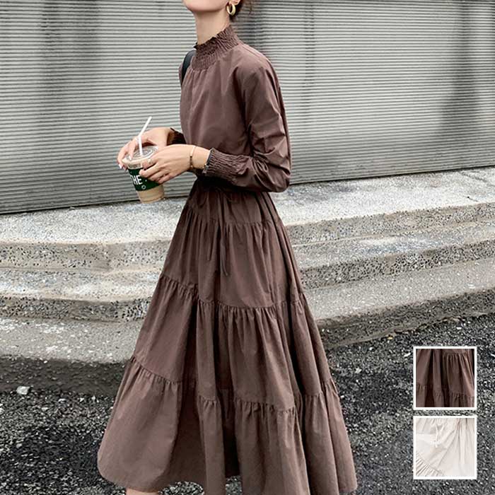 一無事 春 かわいらしいめ 衣袂あり カジュアル 御洒落 レディース ロング背 ワンピ フレアー スコート ミモレ丈 A生産ライン フロック 可愛い ガーリー 長袖 坐呈色 ロングワンピース キャフェ アンズ ベージュ 春 春サマー 代り役 30代 40代 50代 貨物輸送無料