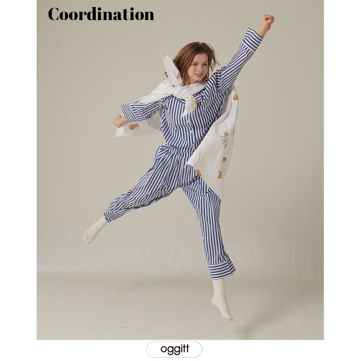 パジャマ ルームウェア オーバーサイズ セットアップ メンズ ワイドパンツ おしゃれ 春夏 韓国ファッション ストライプ ゆったり 体型カバー レディース