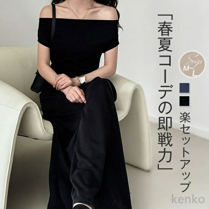 【送料無料】セットアップ 夏 レディース パンツ 上下セット ワイドパンツ パンツスーツ フレンチスリーブ 2点セット vネック トップス ロング マキシ丈 ロングパンツ|雑貨専門店ライキー 店