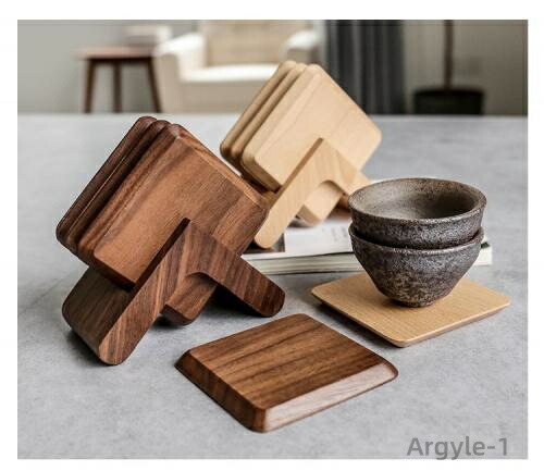 【送料無料】コースター 木製 無垢材 ウォールナット ブナ 和風 保温 コーヒー マット 茶道 ラウンド スクエア 無地 シンプル おしゃれ 鍋敷き 来客 おもてなし 収納 スッキリ