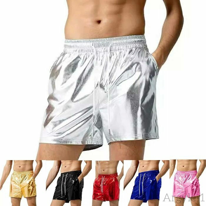 【送料無料】ステージ衣装 メンズ パンツ カラーパンツ ハーフパンツ ショットパンツ 短パン 光沢感 男性 ダンス 発表会 ハロウィン コスプレ ダンス衣装 舞台衣装 舞台衣装