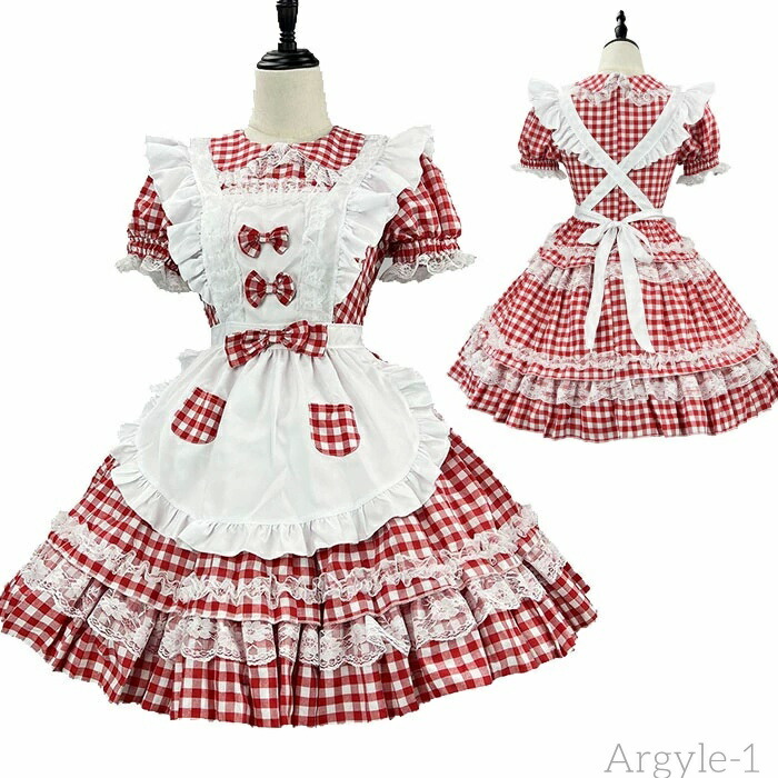 【送料無料】ハロウィン コスプレ レディース チェック柄 メイド 仮装 衣装 半袖 ワンピース 女性 かわいい ハロウィンコスプレ ワンピース レディース 大人 ハロウィン仮装｜雑貨専門店ライキー　店