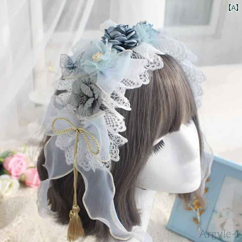 【送料無料】ロリータ ファッション コスプレ ヘアアクセサリー かわいい ガーリー 南 黄 蝶 アクセサリー フル セット ゴージャス ヘア バンド サイド