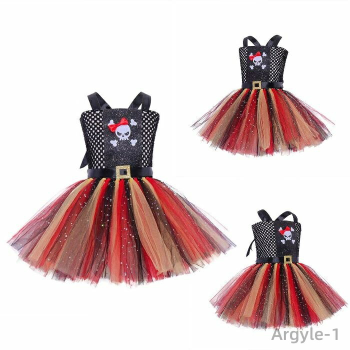 【送料無料】ワンピース 子供服 ハロウイン コスプレ衣装 仮装 変装 舞台衣装 チュチュ カチューシャ アイマスク バッグ セット 海賊 髑髏 コスプレ コスチューム