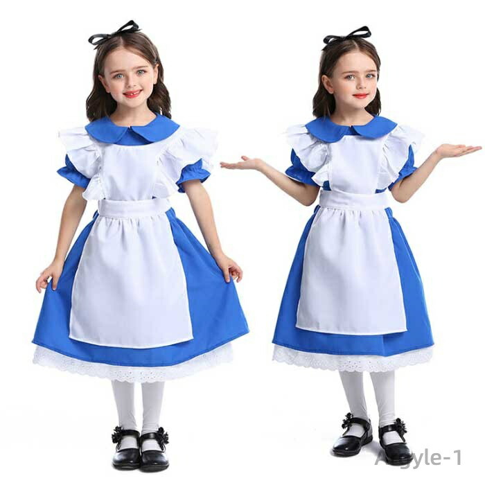 【送料無料】子供服 ハロウイン コスプレ衣装 ロリータ メイド服 女の子 ワンピース 髪飾り付き 舞台衣装 コスプレ お姫様 ハロウイン衣装 コスチューム 仮装 衣装 魔女