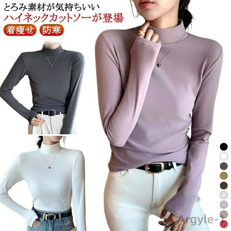 【送料無料】重ね着 着回し プルオーバー インナー タートル ハイネック タートルネック ロングTシャツ ロンT レディース 長袖 カットソー