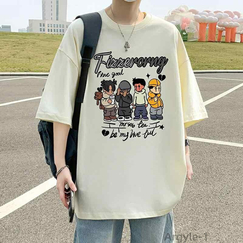 【送料無料】Tシャツ メンズ 半袖 コットン 丸首 ゆったりサイズ アメカジ カジュアル ストリート系 肩落ち 普段使い キャラクタープリント トップス 春夏