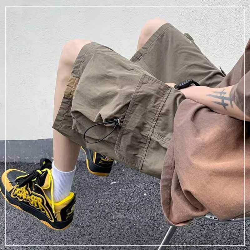 【送料無料】カーゴ ショートパンツ メンズ ショート丈 ハーフ丈 五分丈 夏 ゆったり ストレート ゆとりのある形 薄手 ポリエステル スポーツ カジュアル ストリート アメカジ