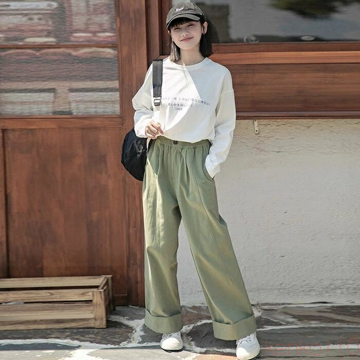 【送料無料】ワイドパンツ パンツ レディース ストレート 秋冬 春 ボトムス ハイウエスト ガウチョパンツ ロング丈 学生 可愛い あったか 厚手 大きいサイズ ストレッチ 体型