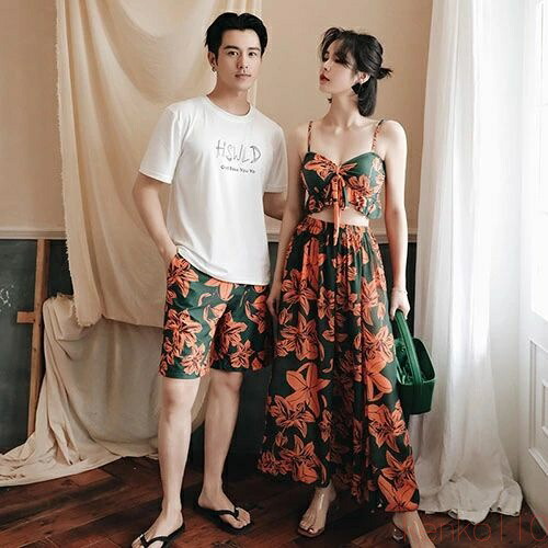 【送料無料】ペア水着 ビキニ ミズギ カップル 4点セット 夏 水着 ペアルック お揃い服 レディース メンズ ハーフパンツ ビーチパンツ サーフパンツ ビーチ 恋人 プレゼント｜雑貨専門店ライキー　店
