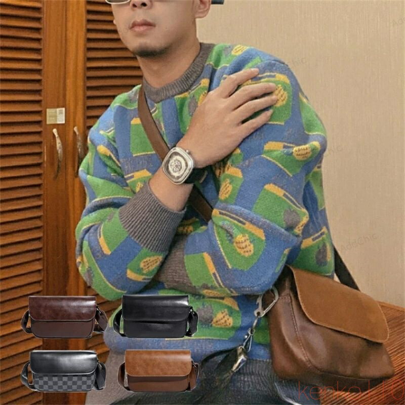 【送料無料】ショルダーバッグ メンズ 斜めがけバッグ サコッシュ ボディバッグ 斜めがけ メンズ 男性用 旅行 トラベル シンプル カジュアル レザー 革 鞄 通学 黒 ブラック|雑貨専門店ライキー 店