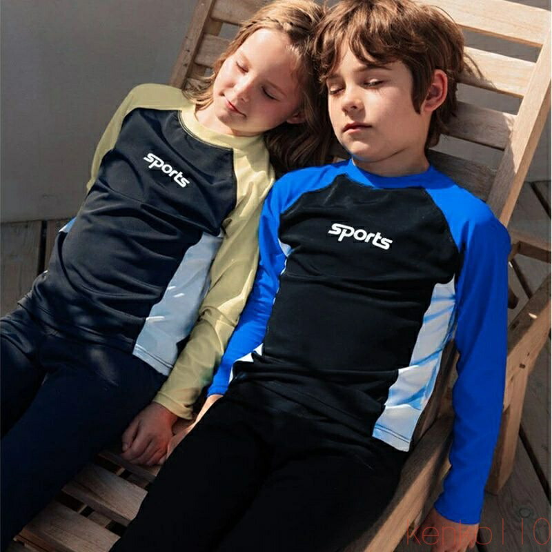 【送料無料】子供 水着 女の子 セット キッズ 長袖トップス ロングパンツ 日焼け防止 ラッシュガード 140 150 160 中学生 女子 小学生 子供用フィットネス水着 みずぎ スイミ