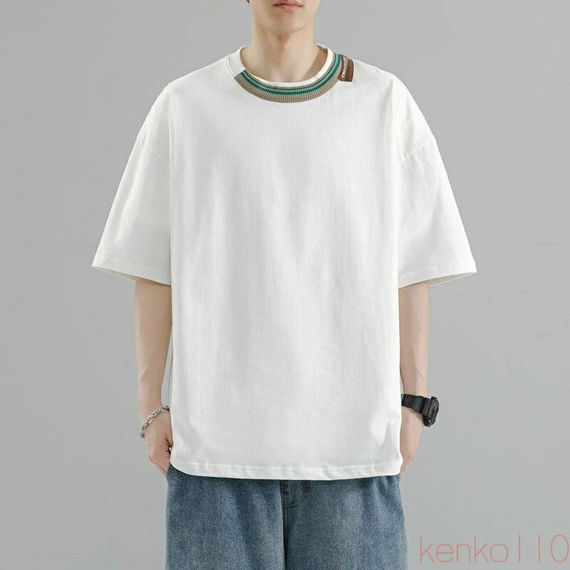 【送料無料】tシャツ 半袖 メンズ ブランド 無地 シンプル カジュアル トップス 夏 ゆったり ファッション 綿100％ 服 大きい 吸汗速乾 u首 韓国 高校生 ビッグシルエットお