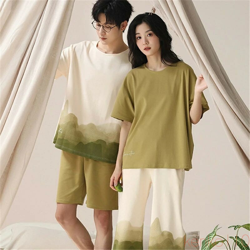 【送料無料】ペア パジャマ 半袖 夏 男女2着 セット 春 グラデーション シンプル ゆったり プリント 大きいサイズ セットアップ カップル タイダイ 高級 ルームウェア 春夏|雑貨専門店ライキー 店