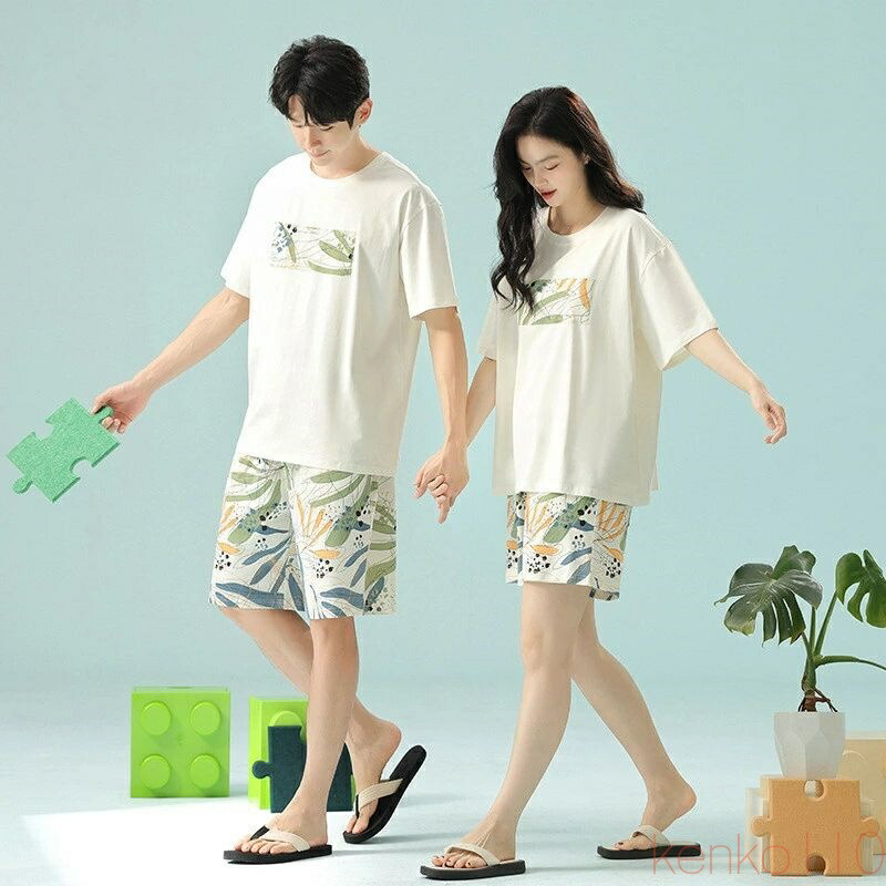 【送料無料】ペア パジャマ 半袖 夏 男女2着 セット 春 パンダ 可愛い 柔らかい 綿 トラベル 抗菌 植物 ルームウェア 高級 カップル 春夏 ペアパジャマ 結婚祝い プレゼント|雑貨専門店ライキー 店