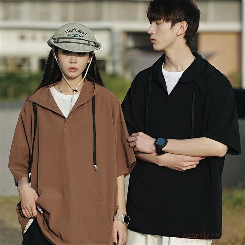 【送料無料】tシャツ 半袖 メンズ パーカー ブランド ゆったり ストリートコーデ 薄手 軽量 夏 アウトドア 無地 フーデッド シンプル 大きい 吸汗速乾 韓国 高校生 フード付