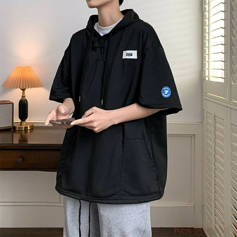 【送料無料】tシャツ 半袖 メンズ パーカー ブランド ゆったり ストリートコーデ トップス 夏 ファッション フーデッド シンプル 大きい 吸汗速乾 韓国 高校生 フード付き ビ