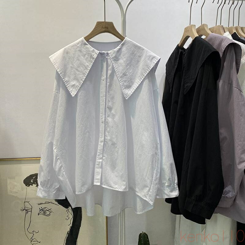 【送料無料】ブラウス シャツ 襟付き 袖あり 長袖 春 秋 かわいい 大人可愛い きれいめ シンプル カジュアル 大人 上品 おしゃれ かっこいい レトロ アジアン エスニック エ｜雑貨専門店ライキー　店