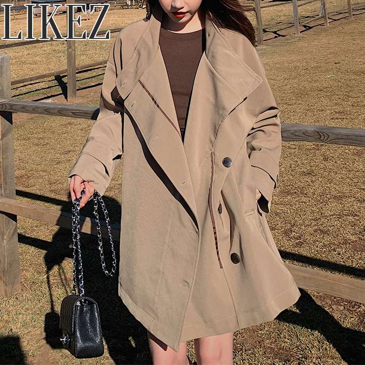 代引不可 スプリングコート 長袖 ドロップショルダー レディース 春 秋 アウター ベージュ S M L H4s11 ポイント10倍 Mamparassantander Com