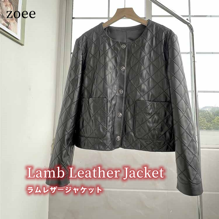 COCOラムレザージャケット  レディース 本革 秋冬 獣の皮 なめし革アウターシンプル 無地 黒いこと S/M/L/2L j1b40