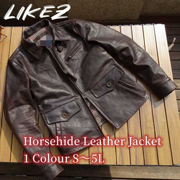 フォウル レザー ジャケット コート メンズ 仔馬革 アウター ブラウン S/M/L/2L/3L/4L/5L k4b07