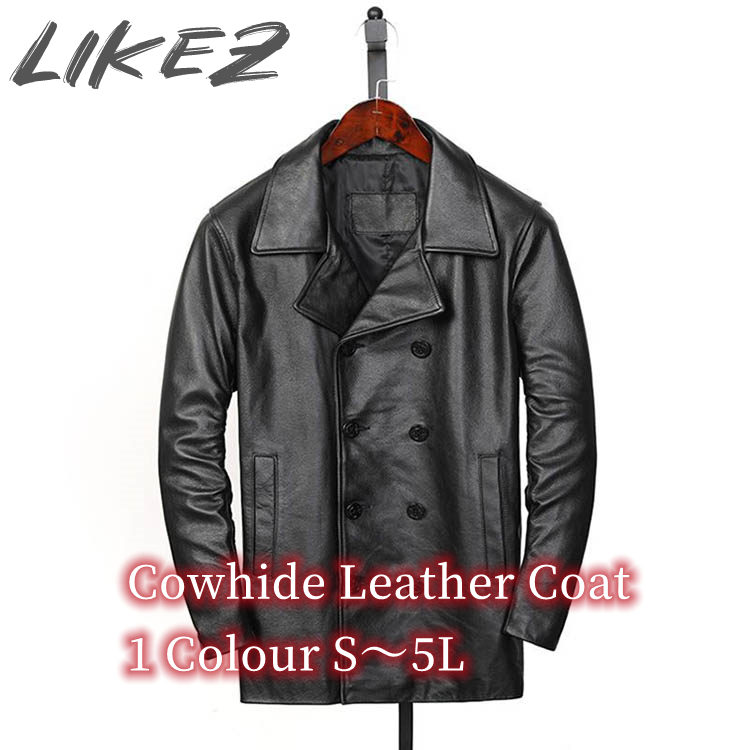 カウレザー ジャケット コート メンズ 牛革 アウター ブラック S/M/L/2L/3L/4L/5L k4b24｜LIKEZ ダウンコート ファー レザー
