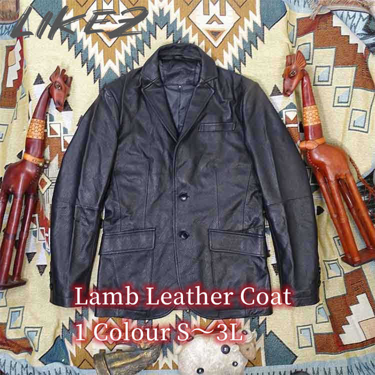 ゴートレザー ジャケット レザー コート アウター 長袖 ショート メンズ 秋冬 山羊革 本革 ブラック S/M/L/2L/3L k4b54