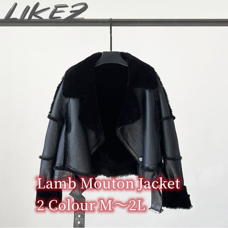 ジャケット コート ラムムートン レディース 冬 ショート アウター 毛皮 レザー ラムレザー ブラック/ブラウン M/L/2L k1a41 38,870円