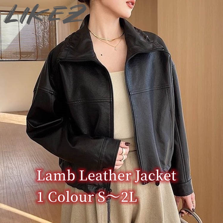 ラムレザー レザー コート アウター 長袖 ジャケット レディース 秋冬 本革 ブラック S/M/L/2L k1b63