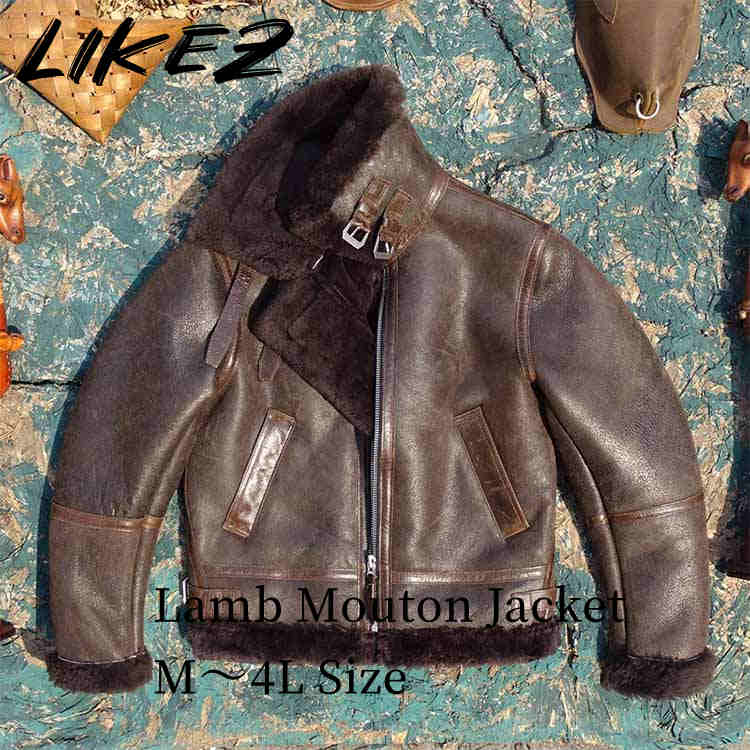 2025 秋冬 新作 ラムムートン 馬革 ジャケット コート メンズ アウター 本革 秋/冬 ブラウン M/L/2L/3L/4L l4a06