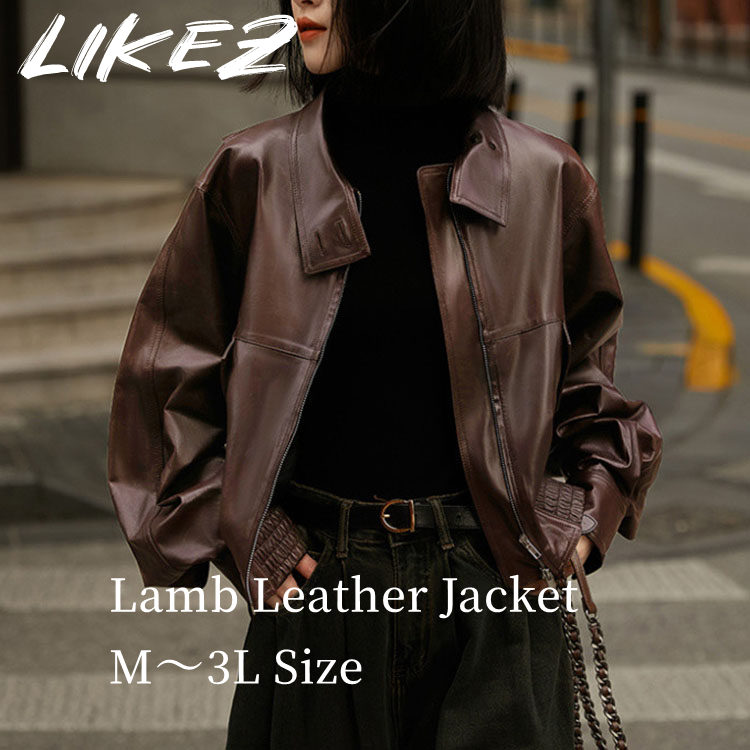 2025 秋冬 新作 ラムレザー ジャケット コート レディース 本革 秋/冬 アウター ワインレッド M/L/2L/3L l1b16