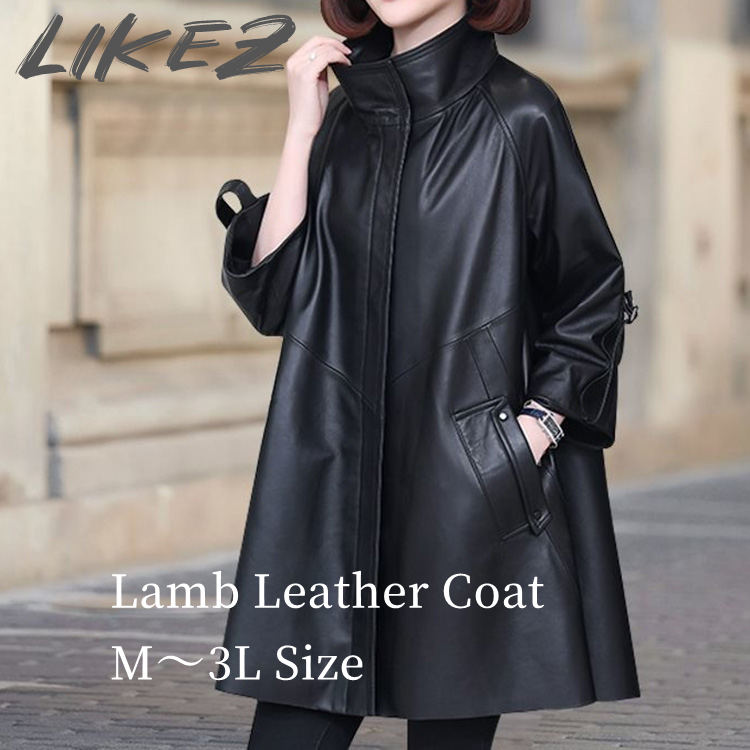 楽天市場】レザーコート レディース 秋冬 ロングコート ラムレザー