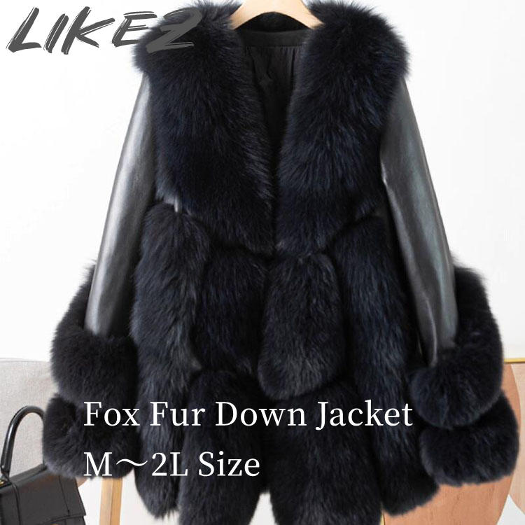 楽天市場】フォックスファー襟ラムレザーダウンジャケット レディース