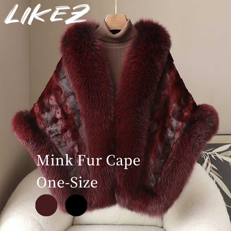 楽天市場】ミンクファーポンチョ ジャケット ケープコート フォックス