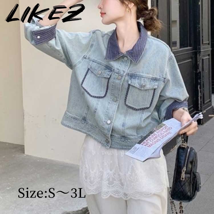 【2026春新作】デニムジャケット レディース アウター 長袖 春/秋 ブルー S/M/L/2L/3L m1t22