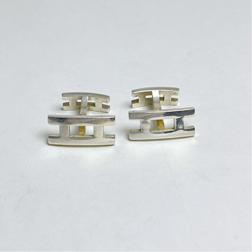 HERMES エルメス　Ag925スターリングシルバーカフス　美品 HERMES 美品 エルメス Hロゴ カフス カフスボタン カフリンクス