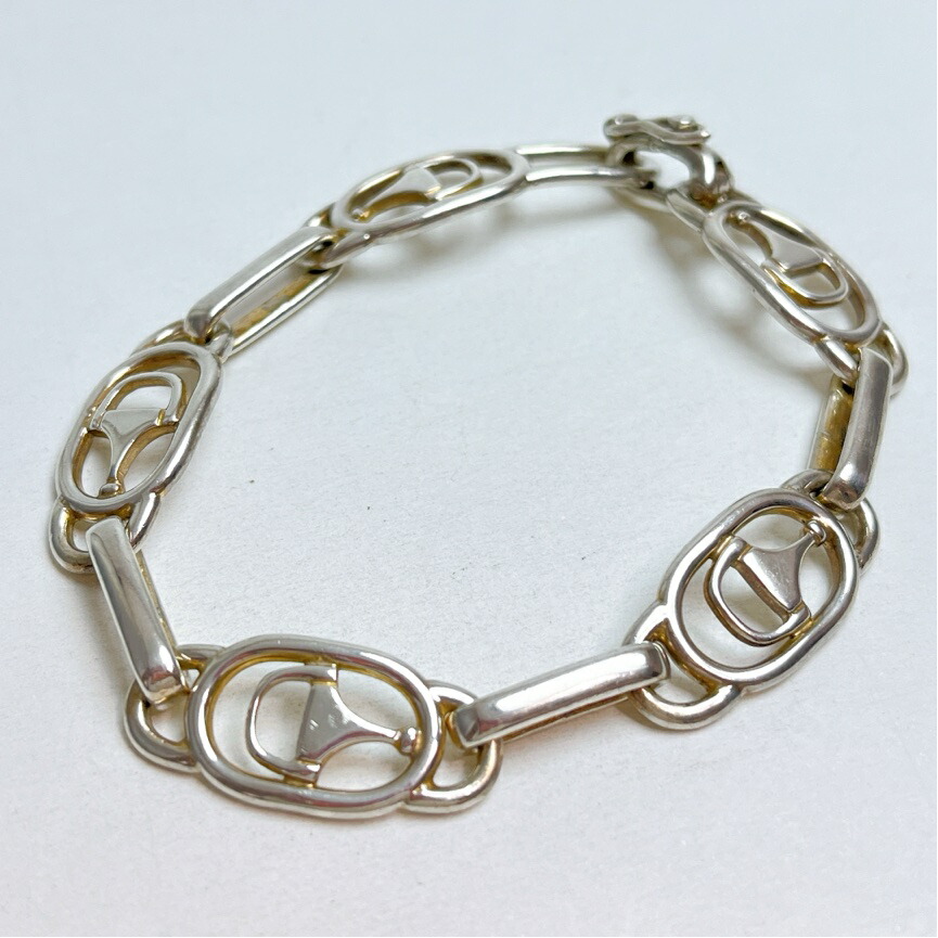【中古】 グッチ ヴィンテージ 導管ビット オーバル 腕輪 925 スターリング しろがね色