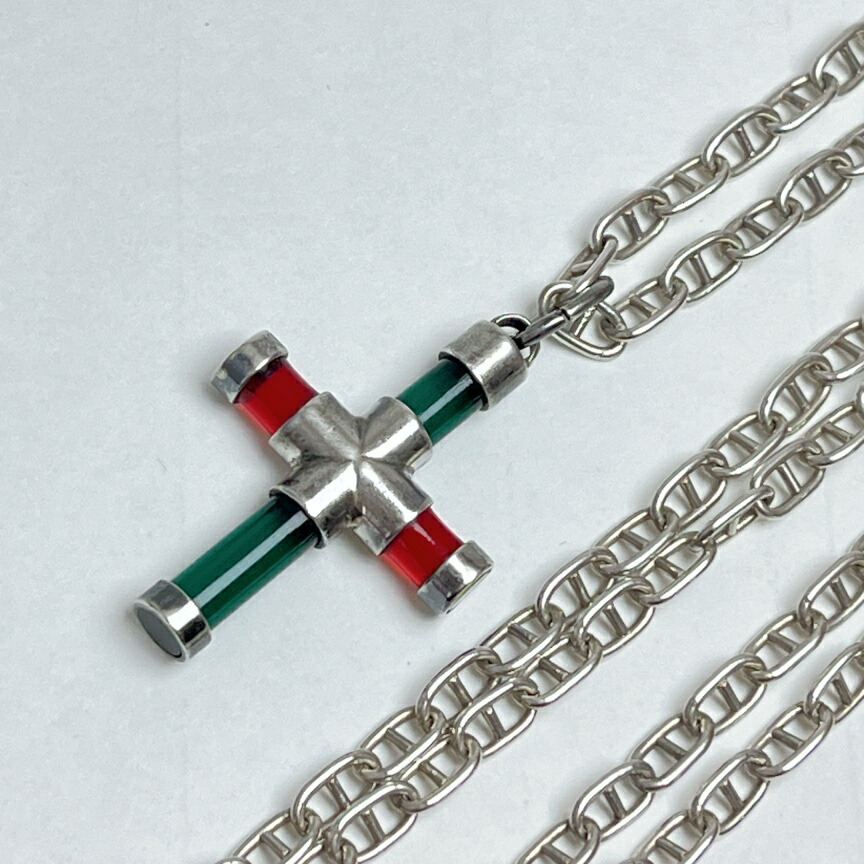 【中古】 グッチ ヴィンテージ シェリー酒 はりつけ台 船掛かりチェーン店 頸飾り 925 スターリング しろがね色