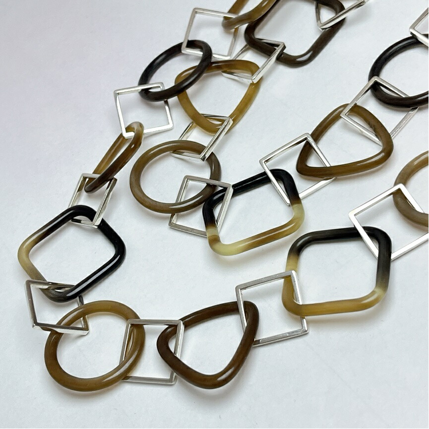 【中古】 エルメス バッファローホーン スクエアリンク ネックレス 925 スターリング シルバー|LiLi reuseshop