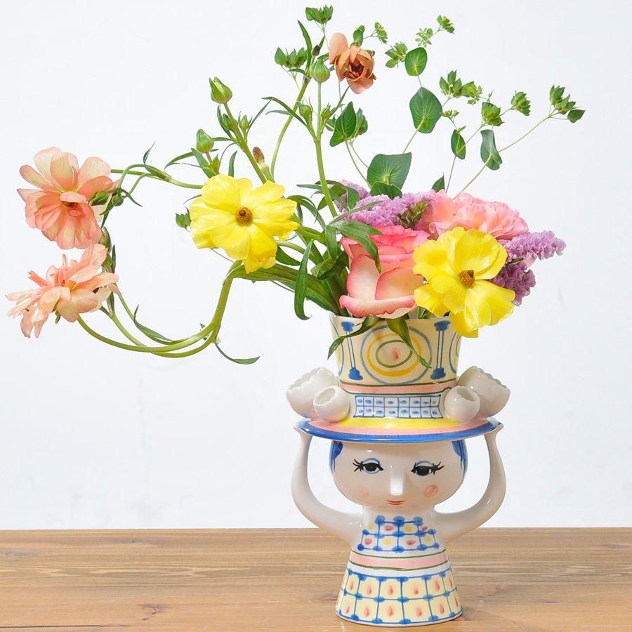 御花軍事基地 Lady with Hat レディウィズハット 青碧 H20.5珊 BJORN WIINBLAD ビヨン・ヴィンブラッド 鳥打ち帽をかぶった亭主もち 北欧雑貨 デンマーク王国