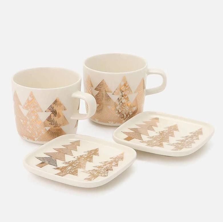 Marimekko マリメッコ Kuusikossa クーシコッサ 優勝杯＆一皿 2客仕掛ける 優勝杯2点／一皿2点 北欧雑貨
