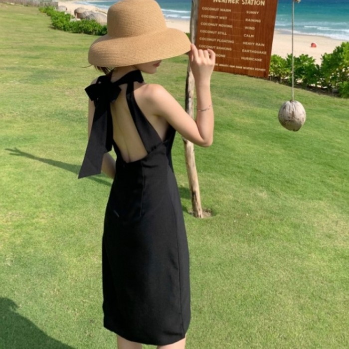 楽天市場 年 春夏 新作 アメリカンスリーブ アメリカン アームホール バックシャン サイドスリット ワンピース 膝丈 深めスリット Lachic