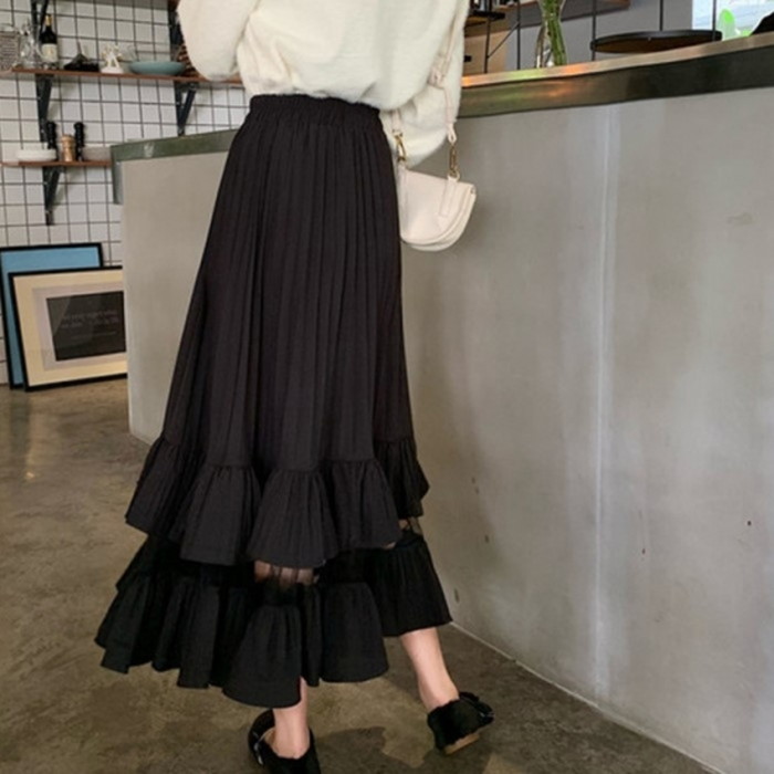 楽天市場 年 新作 春夏 2color シースルー ティアード フリル 2段 スカート ロングスカート ティアードスカート ミモレ丈スカート ミモレ丈 ロング丈 かわいい フリルスカート フレア 透け素材 かわいいコーデ Lachic