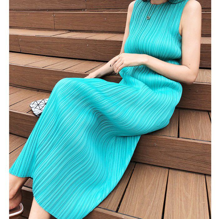 レディース 6color ブルー レッド グレー オレンジ 大人 21年 赤 ワンピース ワンピース 送料無料 ネイビー ブラック 青 紺 黒 21年 春夏 新作 6color スリム プリーツ ワンピース 半袖 Lachic