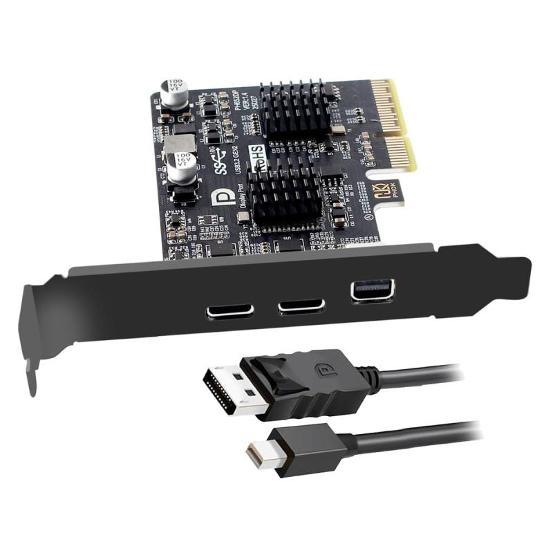 CY カード Type-A USB3.0 バックパネルソケット &amp; デュアル USB3.1 Type-C USB-C - PCI-E Express カードアダプター ASM3142 VL822｜LiLishop6