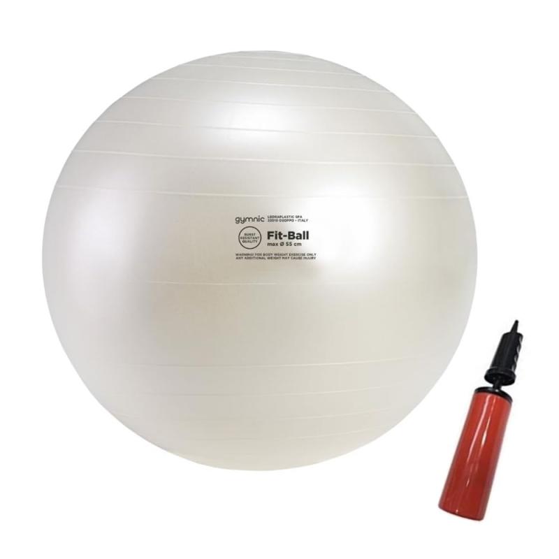 ギムニク GYMNIC バランスボール フィットボール 55cm 65cm パールホワイト Fit Ball ギムニクプラス BRQ 破裂防止 アンチバースト 女性 男性 椅子 空気入れ [セット品](バランスボール/ポンプ)