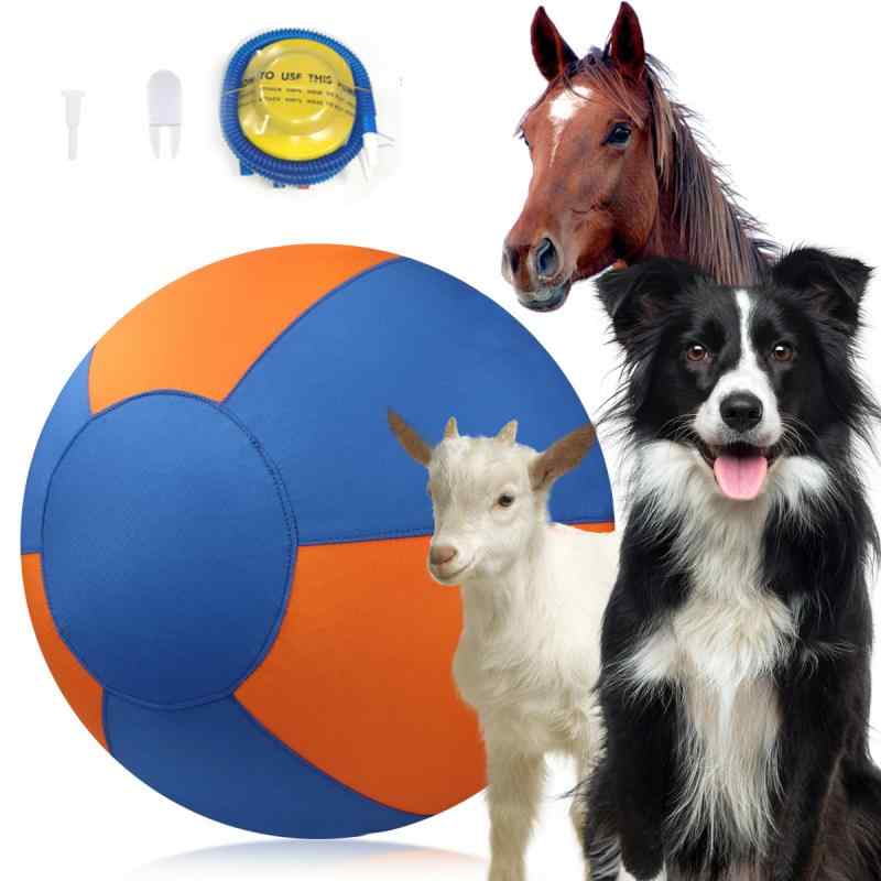 犬用 おもちゃ ボール 牧馬球 金毛用 自動遊ばせ 解? 充気 トレーニング ?綿素材 耐久性 噛みつきにくい 室内外遊び ペットエンターテイメント 犬種対応 S M Lサイズ ブルー オレンジ セット