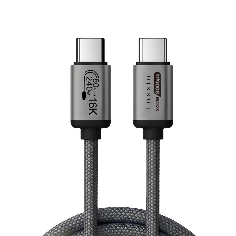 【日本国内ブランド】Luxxio USB4 2.0 Gen4/Thunderbolt5対応 USB-C to USB-Cケーブル 240W/両方向転送80Gbps 16K60Hz Eマーカーチップ搭載 単方向転送120Gbps USB3.2/2.0,Th