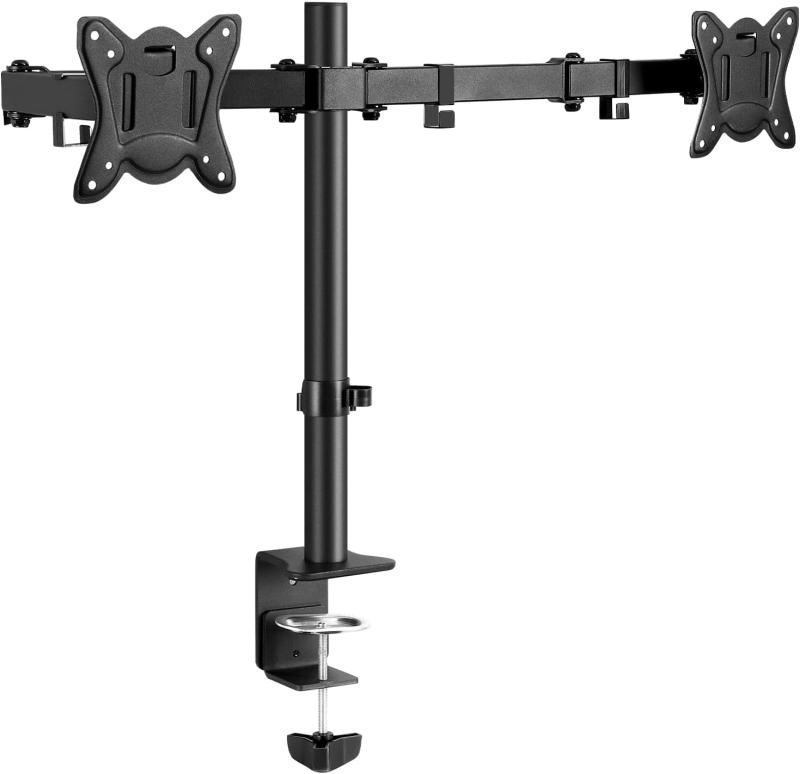 モニターアーム 2画面 デュアルモニターアーム（13-32インチ/耐荷重8kg）ディスプレイアーム VESA100x100 多角度調整 クランプ＆グロメット式 人間工学設計