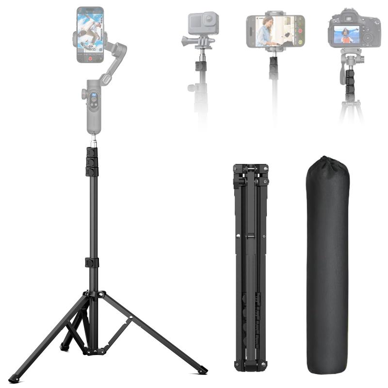 AOCHUAN T20トラベル三脚AOCHUANジンバル 金属製1.7M 完全カメラ三脚 スマートフォン用 カメラジンバルスタビライザー 0.44m ~1.7m アルミニウム合金照明スタンド付き (T20)